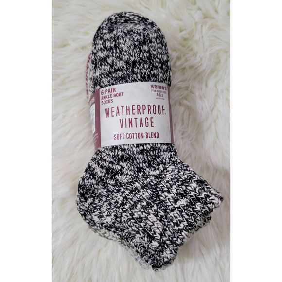 Weatherproof Accessories - Weatherproof Vintage 6 Pack Ankle Boot Socks Cotton Blend New